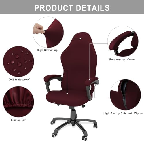 Gaming Chair Cover Game Chair Cover for Reclining Rotating Chair, Red | Waterproof, Cat Scratch Proof, Stretch with Amrest, Breathable, Anti-Scratch, Pet-Resistant, For Big Tall High Back Chairs - Image 5