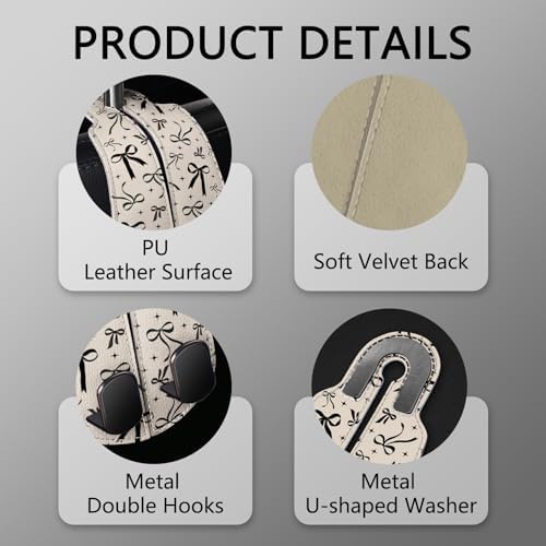 Blusabaca 2PCS Car Seat Headrest Hooks, Purses Bags Holder, Cute Black Bow - Image 4