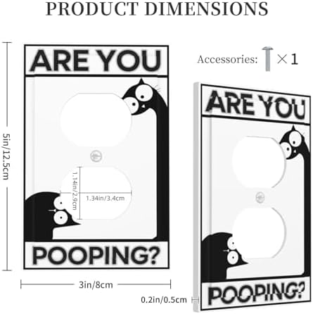 Outlet Covers Funny Bathroom Art with Are You Pooping Sign Decorative 1 Gang Duplex Light Switch Cover Plate Single Electrical Receptacle Wall Plate Plug Switchplate Faceplate for Country - Image 5