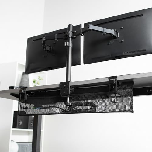 VIVO No Drill Clamp-on 36 inch Mesh Net Under Desk Cable Management Wire Organizer, Adjustable Home Office Standing Desk Cord Storage Sleeve, Black, DESK-AC36MH - Image 2