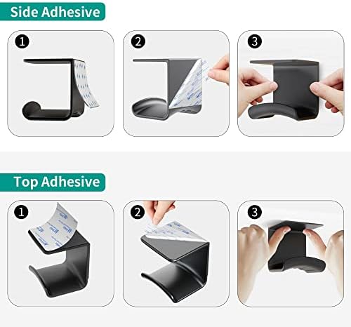 HomeMount Under Desk Headphone Hanger, Adhesive Hook, Black 1 Pack - Image 6