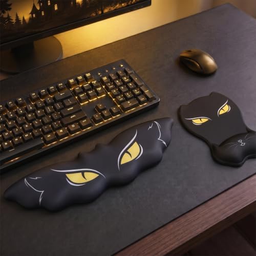 Ergonomic Wrist Rest Set for Keyboard and Mouse, Cat Eye Design | Keyboard Wrist Rest Pad and Mouse Wrist Pad, Memory Foam &Gel Support, Comfortable Desk Accessories for Office, Gaming - Image 7