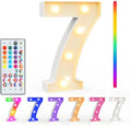 Pooqla Colorful Lighted Numbers with Remote, 35 Colors Light Up Numbers for Party, RGB LED Marquee Numbers Gift for Girls Boys 7th Birthday Decorations, Wedding, Bar, Night Light, Home Decor, Number 7 by Pooqla