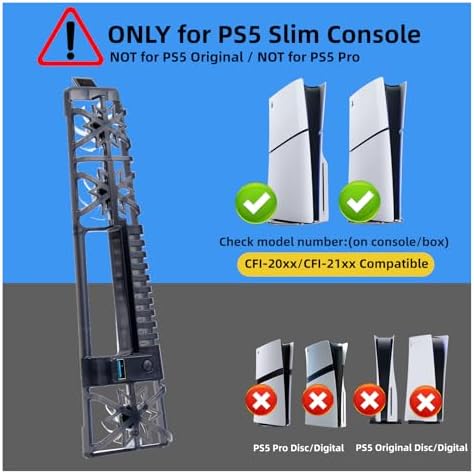 PS5 Slim Cooling Fan, 3-Speed Triple Fans with RGB Light & USB 3.0 Port - Image 2