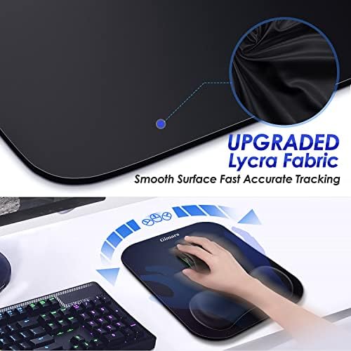 Gimars Large Smooth Superfine Fibre Memory Foam Ergonomic Mouse Pad Wrist Rest Support Mousepad with Nonslip Base for Laptop, Computer, Gaming&Office - Image 2