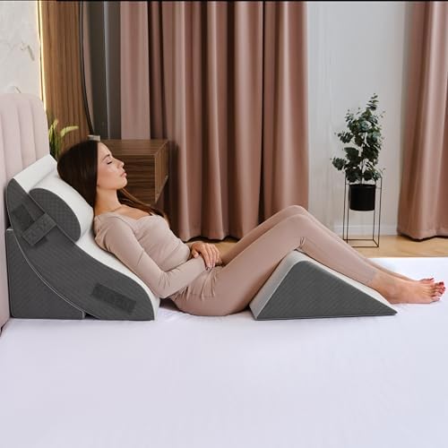 Kolbs 4pcs Orthopedic Bed Wedge Pillow Set | Stylish Chic Plush Velvet Cover | Post Surgery Body Pillow, Wedge Pillows For Sleeping | Acid Reflux and Gerd Wedge Pillow For Sleeping (4 Piece Wedge Set) by Kolbs
