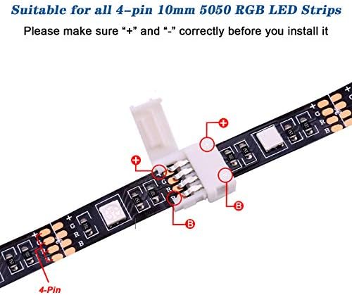 Mudder 95 Pcs 4-Pin LED Strip Connectors for SMD 5050 RGB, Solderless T L X Shaped PCB - Image 5