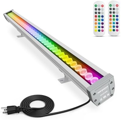 144W RGBW LED Wall Washer Light with RF Remote, 120V RGB Linear Light Bar by Landscapestation