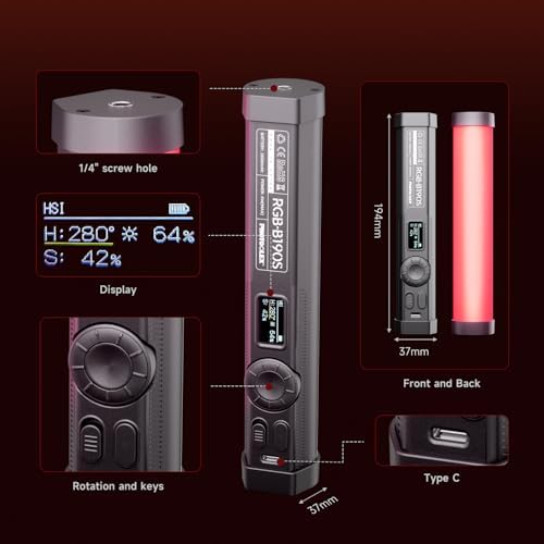 PHOTOOLEX 360°RGB Tube Light, LED Video Light Wand, Magnetic Light Stick - Image 6
