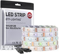 BTF-LIGHTING WS2812B IC RGB LED Strip,UL Listed,Pure Gold Wires,DC5V 16.4FT 150LED 5050SMD,Individually Addressable,Flexible for DIY Chasing Full Color Project,3M Tape,IP65(No Adapter or Controller) by BTF-LIGHTING