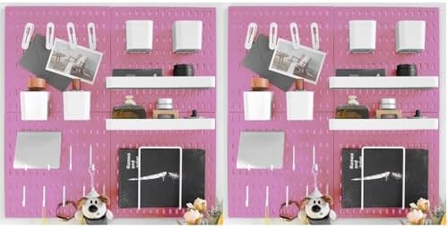 Wall-Mounted Pegboard Kit, 50.4" x 25.2" Organizer Panel – Large, Cost-Effective & Nail-Free Installation Pink by RIVTUNTOOLS