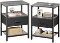 Huuger Nightstand Set of 2, Night Stand with Fabric Drawer, Mesh Shelf by Huuger