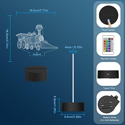 Attivolife Train 3D Gifts Lamp, Illusion Hologram Night Light with Timer Remote Control 16 Colors Changing, Kids Bedroom Decor Novelty Birthday Present for Train Model Collector Girl Boy Men - Image 6