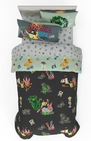Spongebob Squarepants Movie Kids Bedding Set, Twin Size, Roblox UGC Reward Included – 5-Piece Super Soft Cozy Reversible Comforter & Sheet Set (Officially Licensed Product) by Franco by Franco