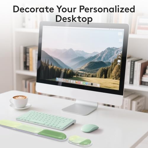 Gel Wrist Rest for Keyboard Mouse, Ergonomic Wrist Support Mouse Pad for Easy Typing Pain Relief, Comfortable Keyboard Wrist Pad, 2 PCS, Green Color Block - Image 6