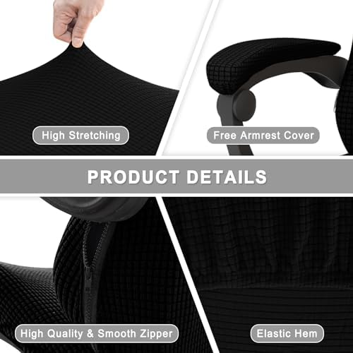 Gaming Chair Cover Game Chair Seat Cover for Reclining Racing Chair, Black | Waterproof, Cat Scratch Proof, Stretch with Amrest, Breathable, Anti-Scratch, Pet-Resistant,For Tall High Back Chairs - Image 5