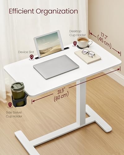 VASAGLE Overbed Table with Wheels, Mobile Laptop Standing Desk, 31.5 Inch - Image 3