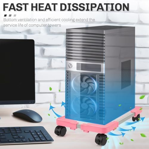 Liitrton Mobile CPU Stand Adjustable PC Stand Fits Most PC Towers, Pink - Image 4