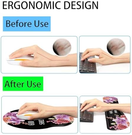 Keyboard Wrist Rest and Mouse Pad Wrist Support Set with Coasters,Ergonomic Gaming Mousepad for Home Office Working Studying Easy Typing & Pain Relief,Flower Bible Verse Psalm 46-5 - Image 3