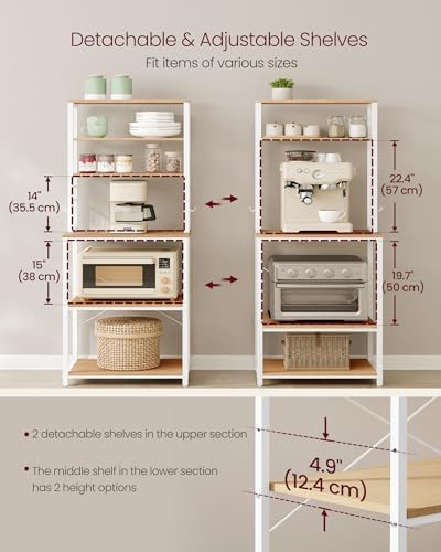 VASAGLE Coffee Bar, 23.6 Inches 6-Tier Baker's Rack with 6 Hooks - Image 7