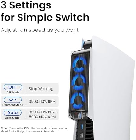 KIWIHOME Cooling Fan for PS5 2020, Quiet Cooler with Auto Speed USB3.0 - Image 4