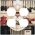 Decorative Switch Plate Covers Cartoon Fat Happy Chef Cook 2-Gang Duplex Light Switch Covers Gfci Wall Plate Electrical Receptacle Switchplate Plug Faceplate for Farmhouse Kitchen Decor by JOOJIAO