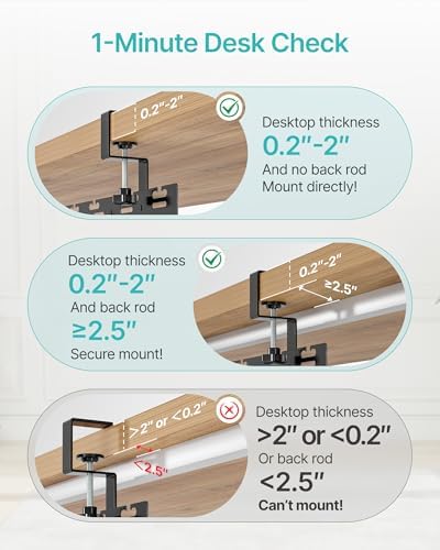 PEGZONE Under Desk Cable Management Tray, 30.2" No-Drill C-Clamp Pegboard - Image 5