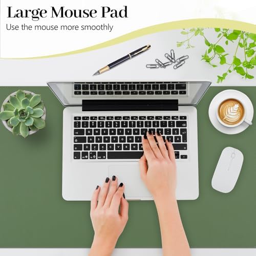 Green Leather Desk Pad Large Mouse Pad, 31.5"x15.7" - Image 2