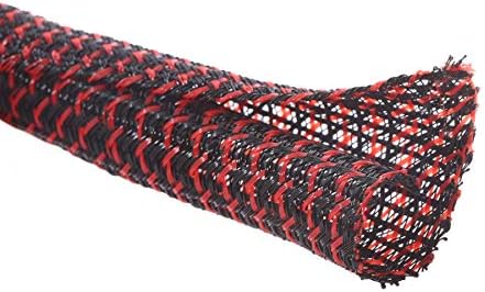 Alex Tech 10ft - 1/2 inch Cord Protector Wire Loom Tubing Cable Sleeve Split Sleeving For USB Power Cord Audio Video Cable – Protect Cat From Chewing Cords - Blackred by AlexTech