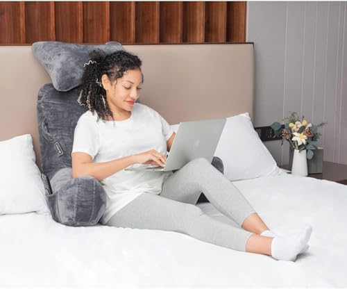 SLIGUY Reading Pillow Extra Large 31" Bed Rest Pillow with Detachable Neck Roll for Sitting in Bed or Couch Adult Back Pillow for Watching TV/Gaming/Relaxing - Image 2