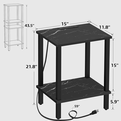 TUTOTAK End Table with Charging Station, Side Table, Nightstand - Image 3