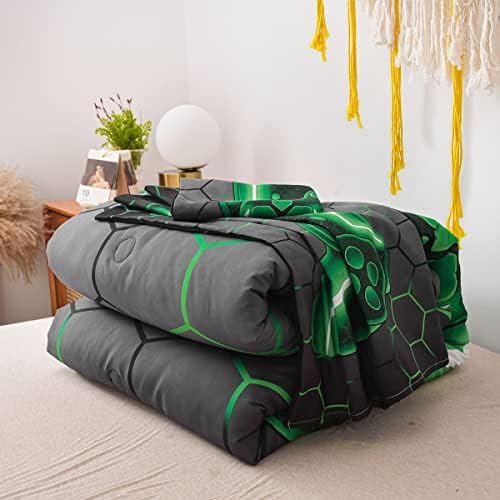 NTBED Game Console Comforter Set for Boys Girls Kids Geometric Lightweight Microfiber Bedding Sets (Green, Queen) - Image 4