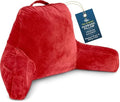 Husband Pillow Red, Original Reading Pillow in Bed Rest Chair, Shredded Memory Foam Large Lounge Cushion Adult Backrest with Arms, Comfy Back Support for Sit Sitting Up, Washable/Removable Cover by HusbandPillow