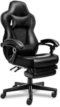 ELECWISH Ergonomic Gaming Chair, Reclining Computer Chair, Black | Widen Thicken Seat, Footrest, Lumbar Support, Headrest, Big and Tall, PU Leather, High Back Office Chair, Adults, Home Office by ELECWISH