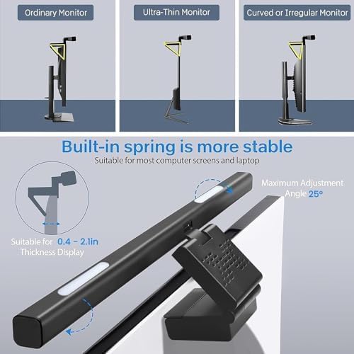 16" Flat Monitor Light Bar with RGB Backlight & 60-Min Timer, 3000-6000K Stepless Dimming, 0.3-0.8" Clamp for Office/Gaming, USB-C Eye Care Desk Lamp (Touch Control/Blue Light Filter) - Image 5