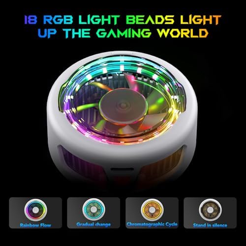 Black Shark FunCooler 5 Magnetic Cell Phone Cooler for Gaming, Portable Mobile Phone Cooling Fan with RGB Light, Cellphone Radiator for iPhone Magnetic Series/Android/Tablet/iPad (White) - Image 7