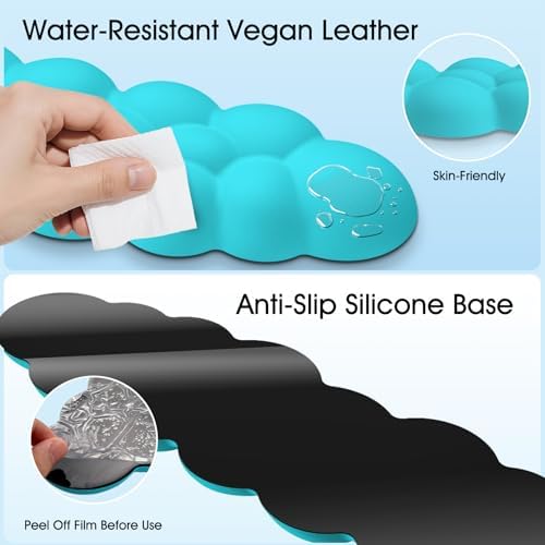 Cloud Wrist Rest Keyboard Cushion and Cloud Mouse Pad, Scuba Blue | 4-in-1 Ergonomic Cloud Keyboard Wrist Rest Set, Memory Foam, Arm Support for Palm, Cute Desk Accessory for PC Gaming Setup - Image 5