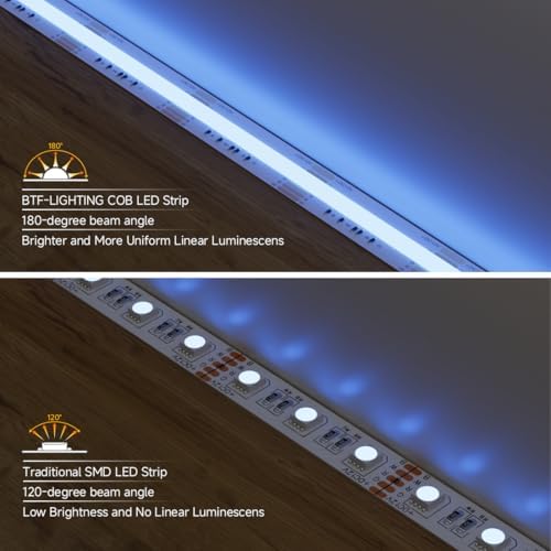BTF-LIGHTING FCOB COB LED Strip Light,UL Listed RGBW 3000K 896LED/m High Density LED Tape Light,9.8FT DC12V 12mm Width Color Changing Light for Bedroom Home Indoor DIY Decor(No Adapter or Controller) - Image 3