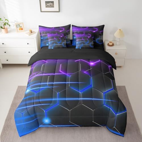 Feelyou Honeycomb Bedding Set Geometrical King Comforter Set with Sheets - Image 2