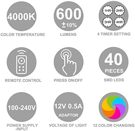 LUXSWAY Plug in Color Changing Led Bar Light,Led RGB Strip Light with Remote,Super Bright Under Cabinet Lighting,Multicolor Stick On Lights for Under Counter, Desk,Cupboard, Room (18 Inch) - Image 7