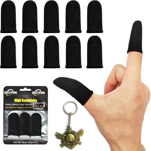 10 Pack Mobile Phone Gaming Finger Sleeves with Badge Keychain by MIKIRINIGAMR