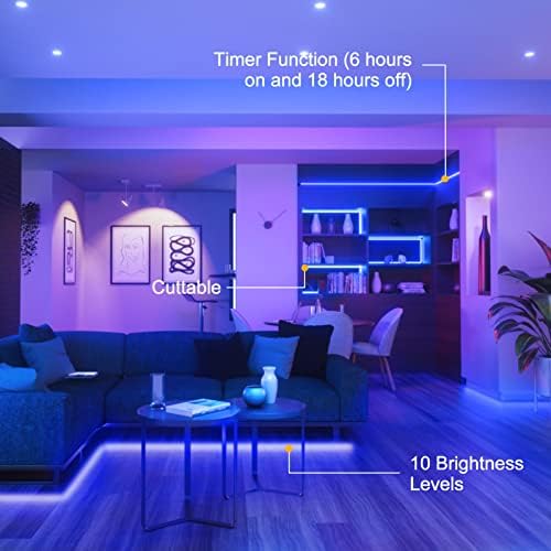 echosari Blue Led Strip Lights Waterproof Battery Operated with Remote, 8 Modes, Dimmable, Timer, Self-Adhesive, Cuttable, 3M 90Led Battery Strip Led Light for Indoor Outdoor Decor (Pack of 3) - Image 4