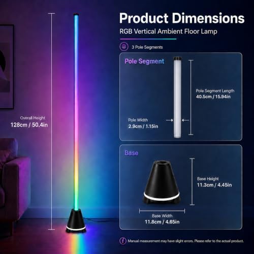 RGB Corner Floor Lamp with Speaker, App & Remote Control, Music Sync - Image 3