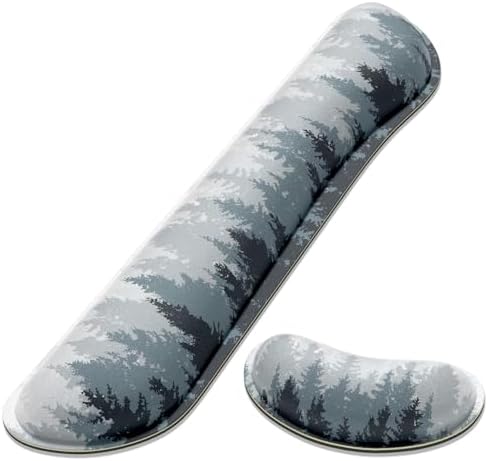 Dapesuom Enlarge Keyboard Wrist Rest, Memory Foam Wrist Cushion for Desk Mats Support, Typing Pain Relief Keyboard Mouse Pad Rests Set with Non-Slip Base for Gaming Laptop Computer, Watercolor Forest by Unknown