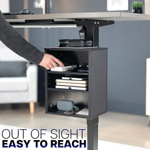 VIVO Black Clamp-on Desk Leg Shelving Unit, Storage Shelves, DESK-SHELF3CL - Image 6