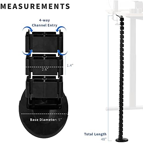 VIVO Under Desk Vertebrae Cable Management Kit, Adjustable Quad Entry Flexible Cord Organizer for Home Office, Black, DESK-AC01C - Image 2