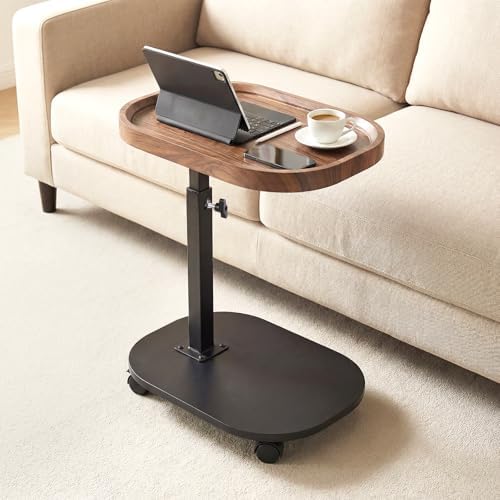 Adjustable Height TV Tray Table for Snack, Eating, Dinner or Laptop, 360°Rolling C Shaped End Table for Couch, Sofa, Chair, Bed, Perfect for Small Places, Livingroom, Bedroom by Eansstofars