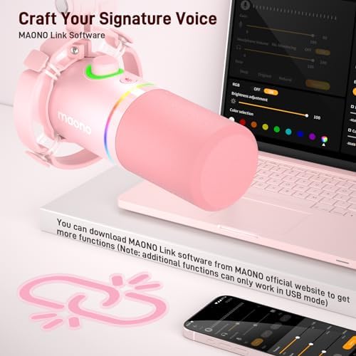 MAONO PD200XS XLR/USB Dynamic Microphone Kit, RGB Gaming Mic with Software - Image 3