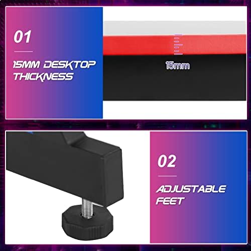 BestOffice | 47" Gaming Table | Red | Z-Shaped Computer Desk - Image 6