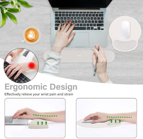 MOSISO Wrist Rest Support for Mouse Pad&Keyboard Set, Stone Gray - Image 3